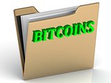 BITCOINS - bright green letters on a folder 