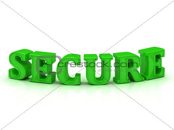 SECURE- inscription of bright green letters on white 