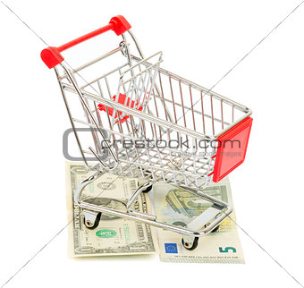Shopping cart on money