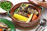 mole de olla, mexican spicy beef and vegetable stew