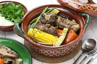 mole de olla, mexican spicy beef and vegetable stew