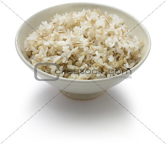 a bowl of japanese rice cooked with barley