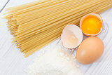 Spaghetti flour and eggs