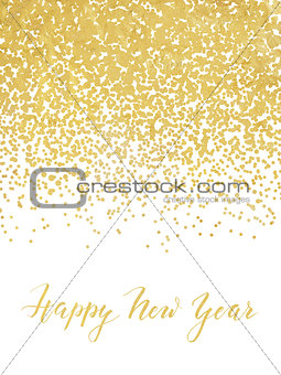 New Year design with golden foil confetti and lettering
