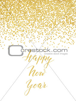 New Year design with golden foil confetti and lettering