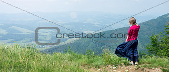 Woman staying at the Mountains