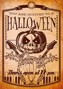 retro grunge poster for halloween party