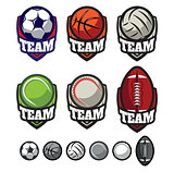 logos for sports teams with different balls