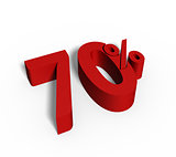 70% Red Color 3D Rendered Text for Discount Sale Promotions