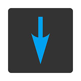 Sharp Down Arrow flat blue and gray colors rounded button