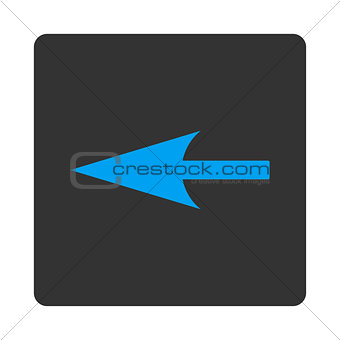 Sharp Left Arrow flat blue and gray colors rounded button