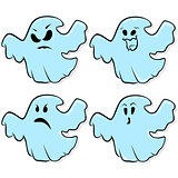 Four ghosts isolated on a white background