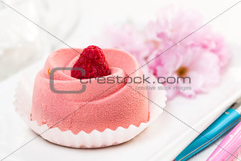 Raspberry mousse dessert