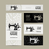 Business cards design, sewing maschine sketch