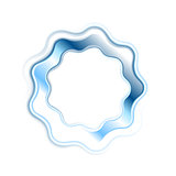 Abstract bright blue wavy logo ring