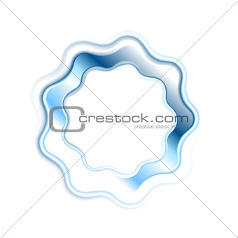 Abstract bright blue wavy logo ring