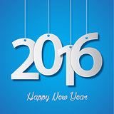 Happy new year 2016 creative greeting card design on blue background