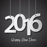 Happy new year 2016 creative greeting card design on black background