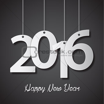 Happy new year 2016 creative greeting card design on black background