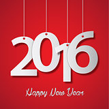 Happy new year 2016 creative greeting card design on red background