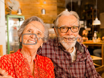 Old couple at the restaurant