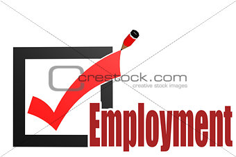 Check mark with employment word