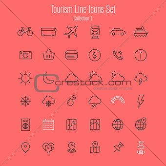 Travel, tourism and weather icons, set 1