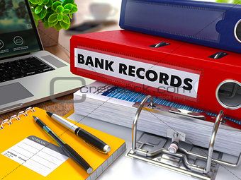 Red Ring Binder with Inscription Bank Records.