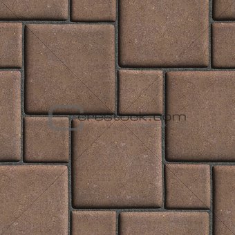 Concrete Brown Figured Pavement of Large and Small Squares.