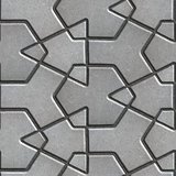 Gray Paving Slabs Built of Crossed Pieces a Various Shapes.