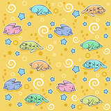 Seamless pattern with sleeping rabbits
