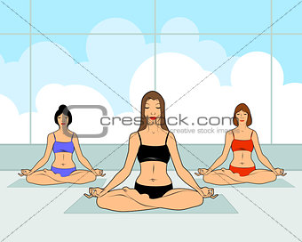 Girls practicing yoga