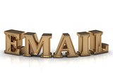 EMAIL- inscription of bright gold letters on white 