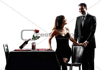 couples lovers dating romantic  dinner silhouettes