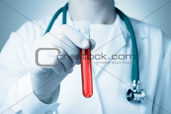 Hand with blood sample