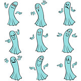Set of nine blue ghosts