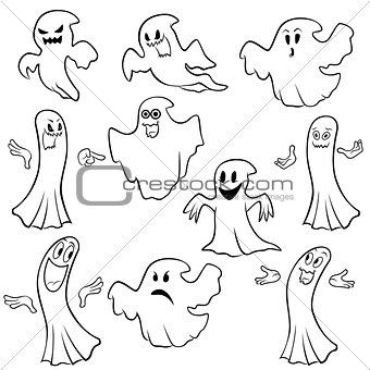 Set of ten ghost outline
