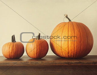 Pumpkins on a table