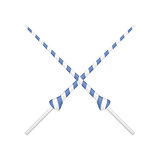 Two crossed lances in blue and white