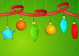 christmas ornaments and ribbon