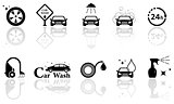 car wash isolated objects set