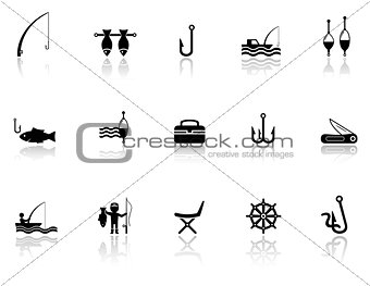 fishing icons set