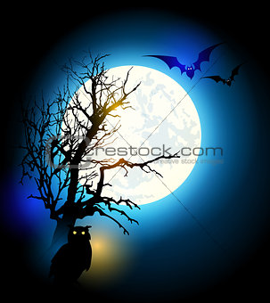 Halloween background with tree