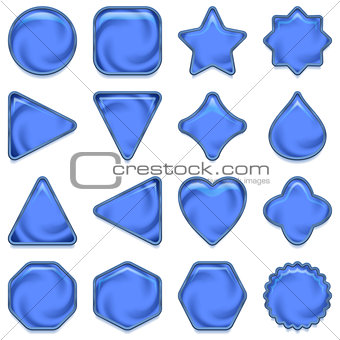 Blue glass buttons set