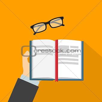 Reading book flat vector illustration