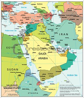 Middle East physiography map