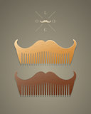 Vector trendy comb in shape of mustaches 