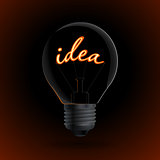 Lightbulb with Idea sign on a dark background