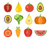 Vegetables And Fruits Icons