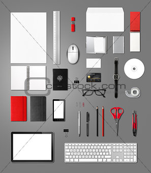 Office supplies mockup template, isolated on background